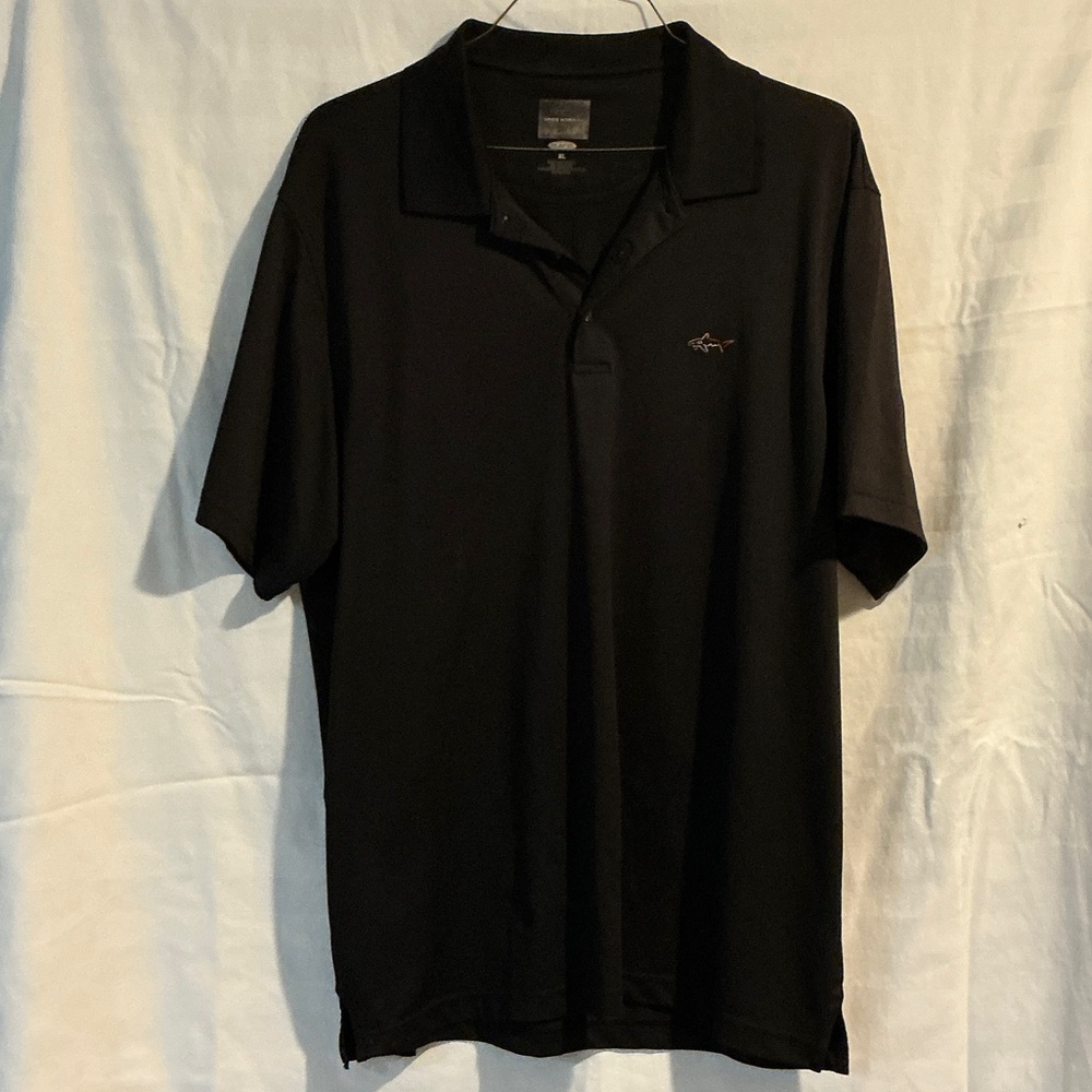 Greg Norman Collection Black Polo with Subtle Shark Logo